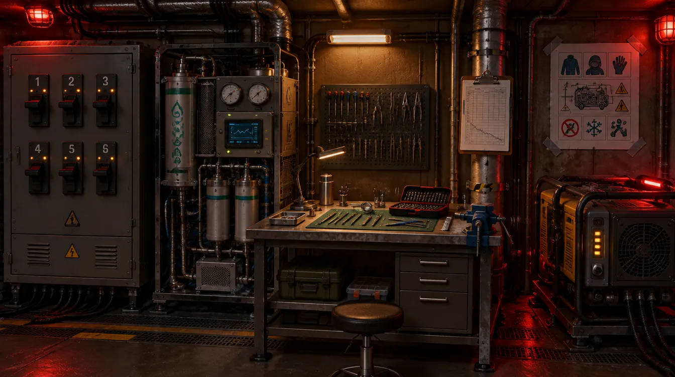 La Machinerie de la station Borée, tableaux électriques et tuyauteries