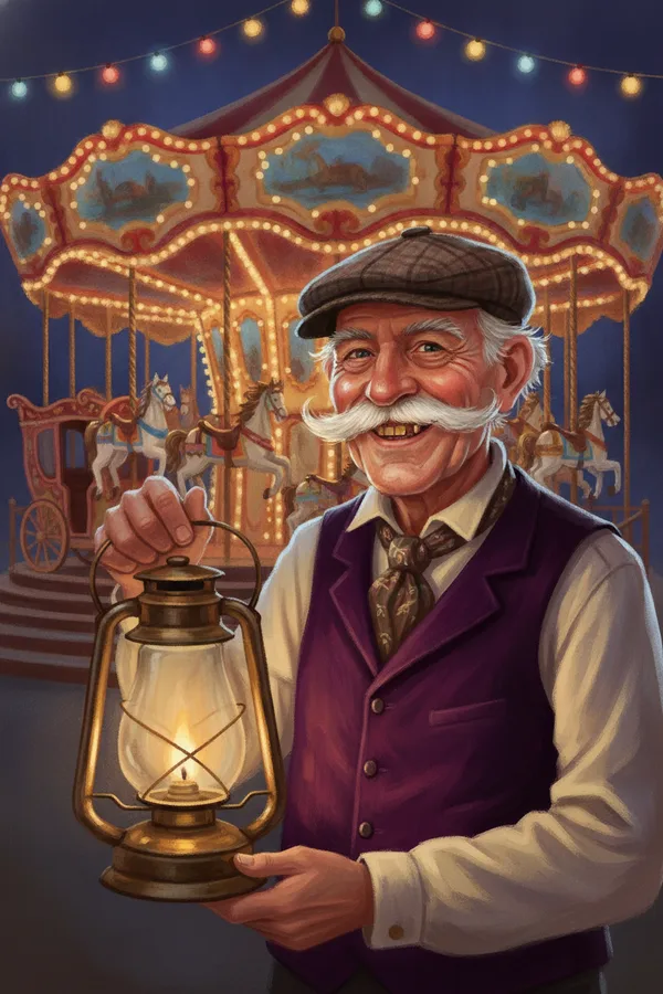 Portrait de Félicien, vieux forain à moustache blanche