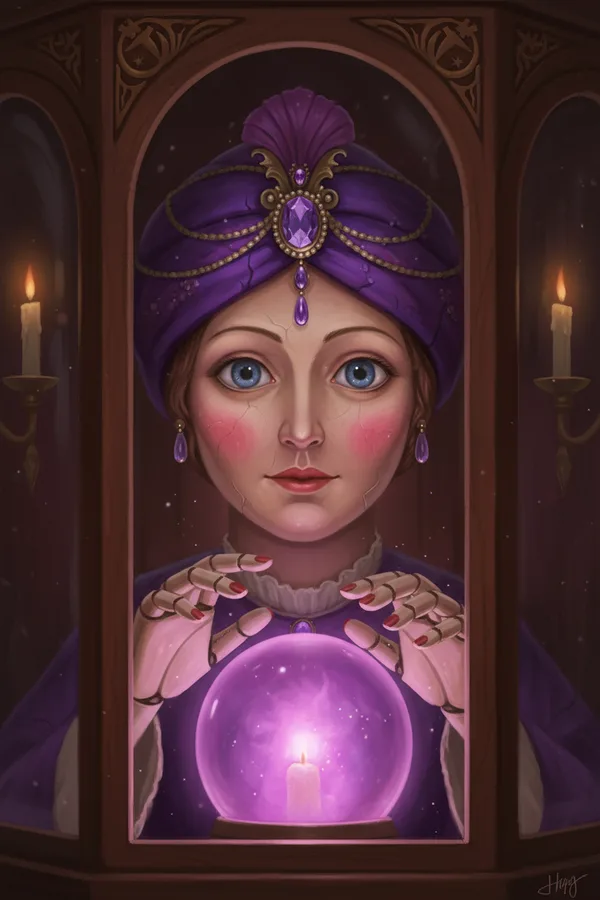 Portrait de Madame Zelda, automate au turban violet